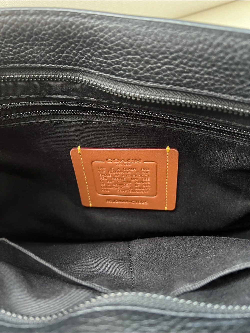 Coach Black Pebbled Leather Messenger Bag with Scarf Tie - Picture 4 of 8